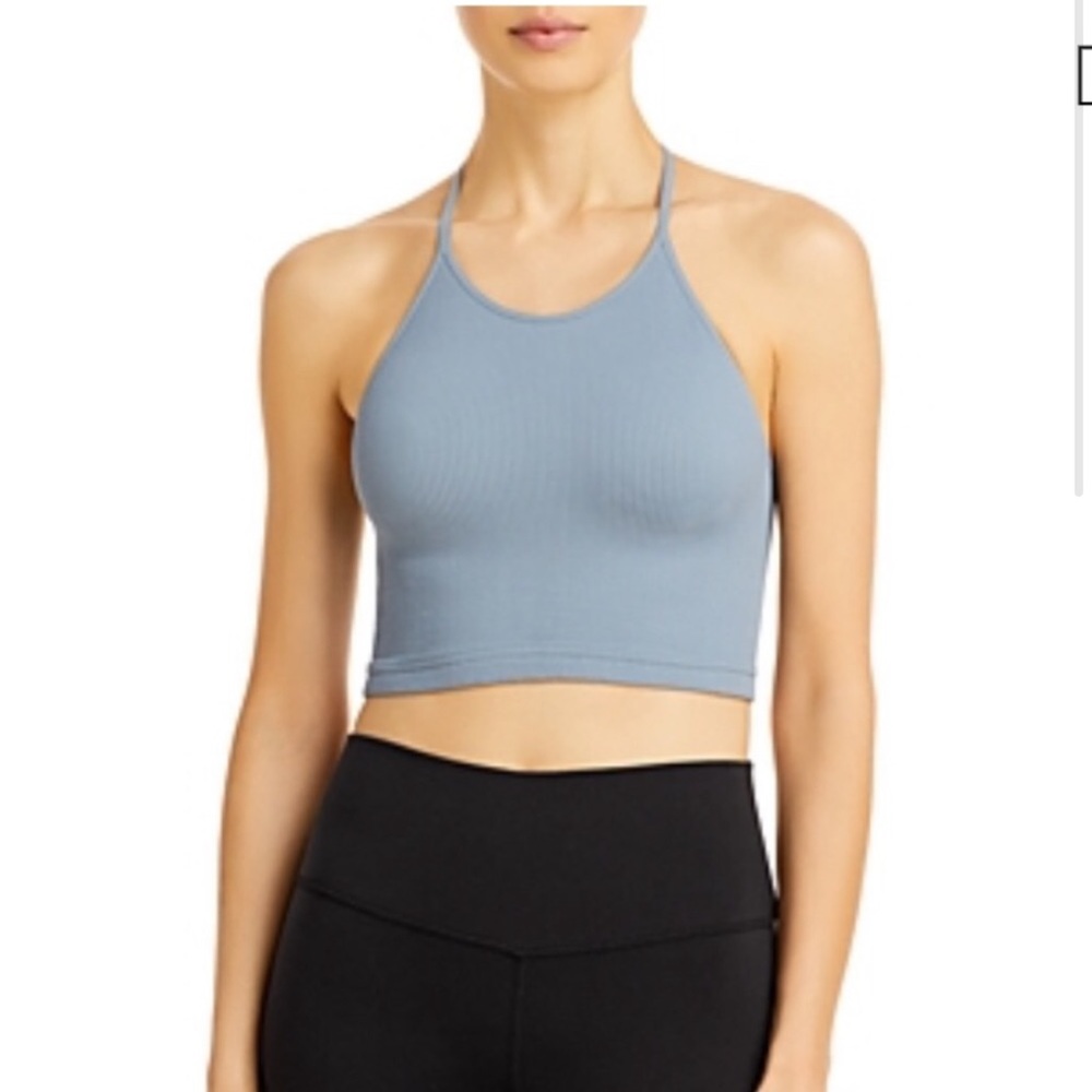 NWT Free people movement cropped run ribbed tank size m/l in blue (stormy sea)